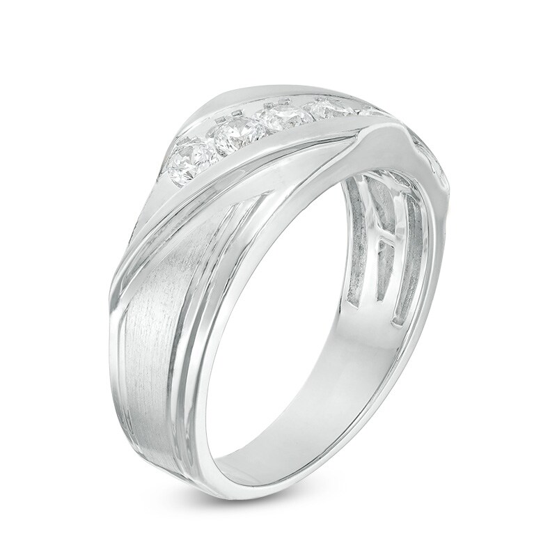 Main Image 2 of Previously Owned - 1/2 CT. T.W. Diamond Five Stone Slant Band in 10K White Gold