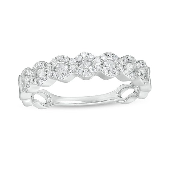 Previously Owned - 1/2 CT. T.w. Diamond Wave Band in 14K White Gold