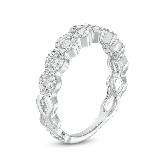 Previously Owned - 1/2 CT. T.w. Diamond Wave Band in 14K White Gold