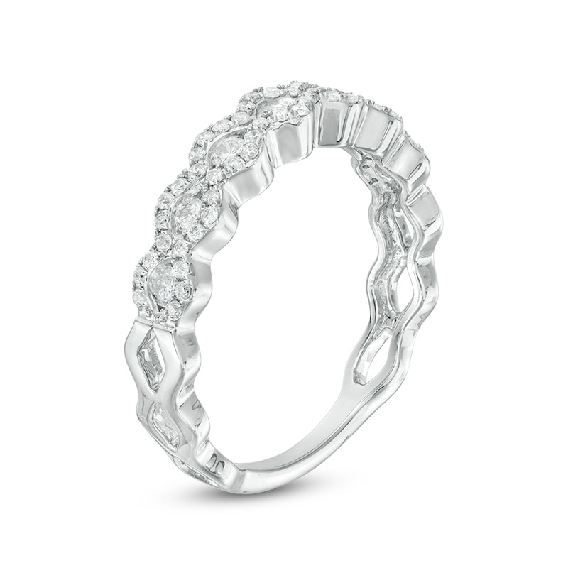 Main Image 2 of Previously Owned - 1/2 CT. T.W. Diamond Wave Band in 14K White Gold