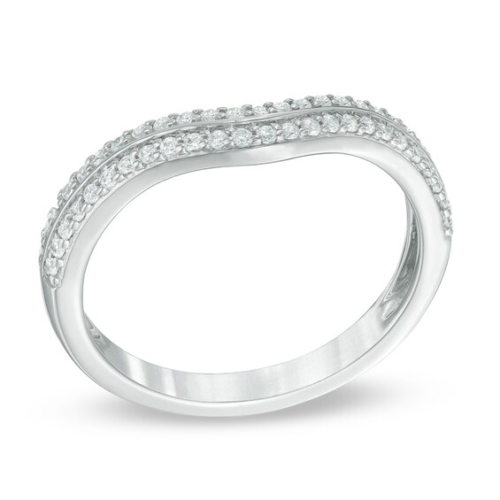Previously Owned - 1/4 CT. T.w. Diamond Double Row Contour Anniversary Band in 14K White Gold