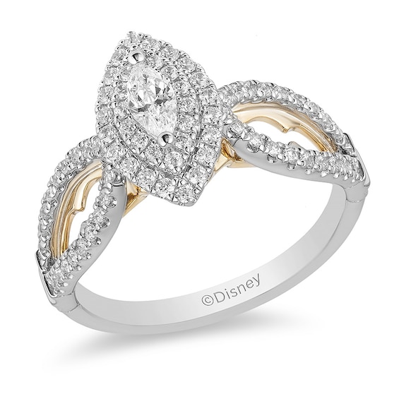 Previously Owned - Enchanted Disney Jasmine 3/4 CT. T.w. Marquise Diamond Engagement Ring in 14K Two-Tone Gold