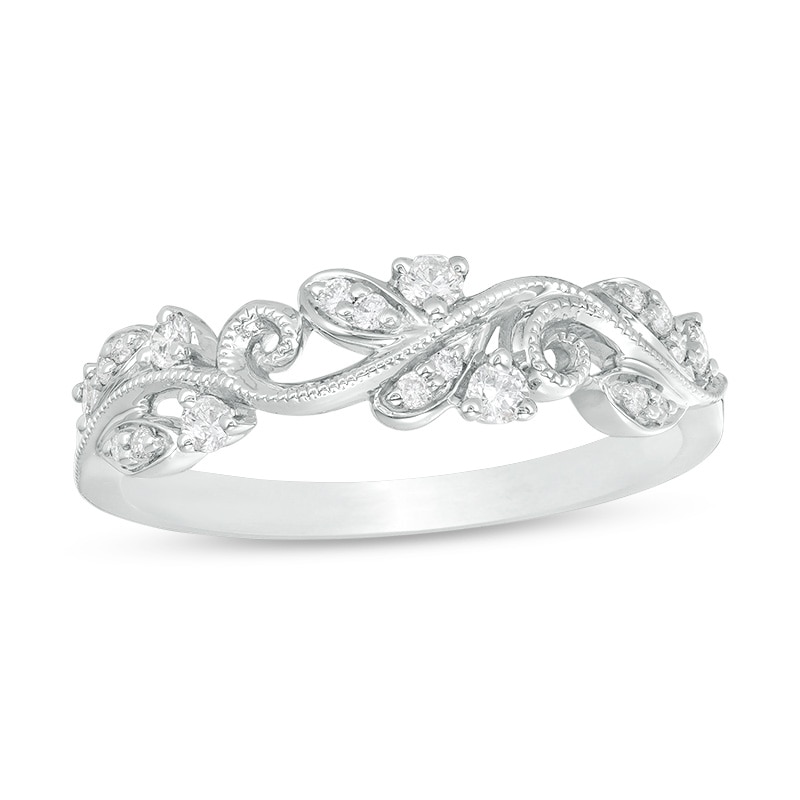 Main Image 1 of Previously Owned - 1/5 CT. T.W. Diamond Vine Vintage-Style Band in 10K White Gold