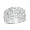 Thumbnail Image 1 of Previously Owned - 1 CT. T.W. Baguette and Round Diamond Vintage-Style Multi-Row Anniversary Ring in 14K White Gold