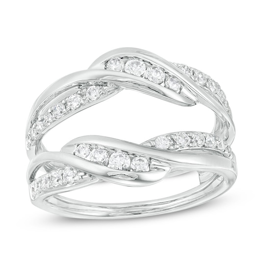 Previously Owned - 5/8 CT. T.w. Diamond Wavy Solitaire Enhancer in 14K White Gold