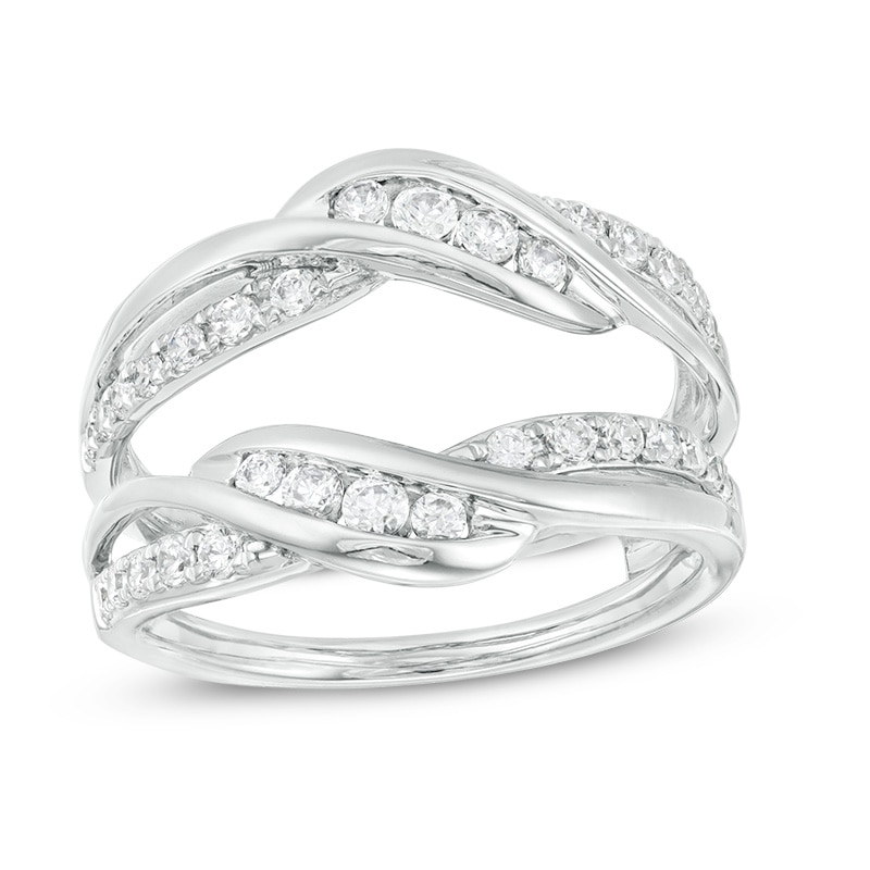 Main Image 1 of Previously Owned - 5/8 CT. T.W. Diamond Wavy Solitaire Enhancer in 14K White Gold