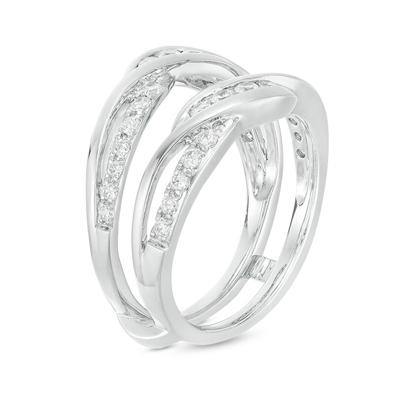 Main Image 2 of Previously Owned - 5/8 CT. T.W. Diamond Wavy Solitaire Enhancer in 14K White Gold