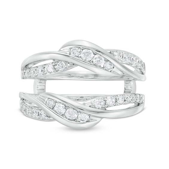 Previously Owned - 5/8 CT. T.w. Diamond Wavy Solitaire Enhancer in 14K White Gold