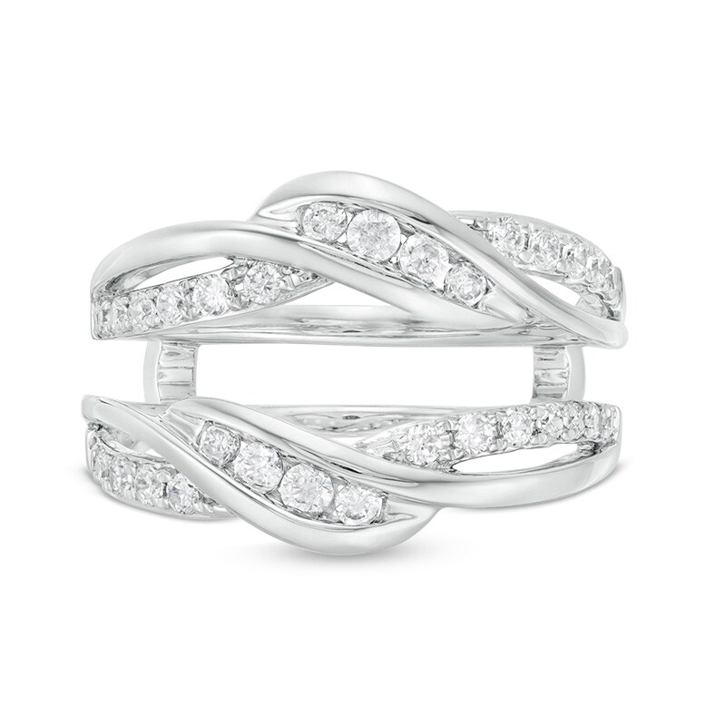 Main Image 3 of Previously Owned - 5/8 CT. T.W. Diamond Wavy Solitaire Enhancer in 14K White Gold