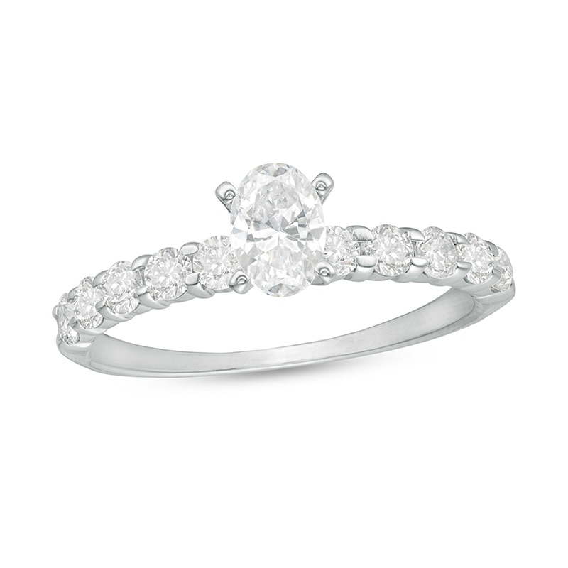Main Image 1 of Previously Owned - 1 CT. T.W. Oval Diamond Engagement Ring in 14K White Gold