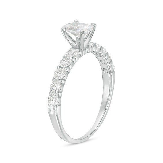Previously Owned - 1 CT. T.w. Oval Diamond Engagement Ring in 14K White Gold