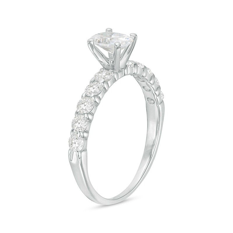 Previously Owned - 1 CT. T.W. Oval Diamond Engagement Ring in 14K White Gold