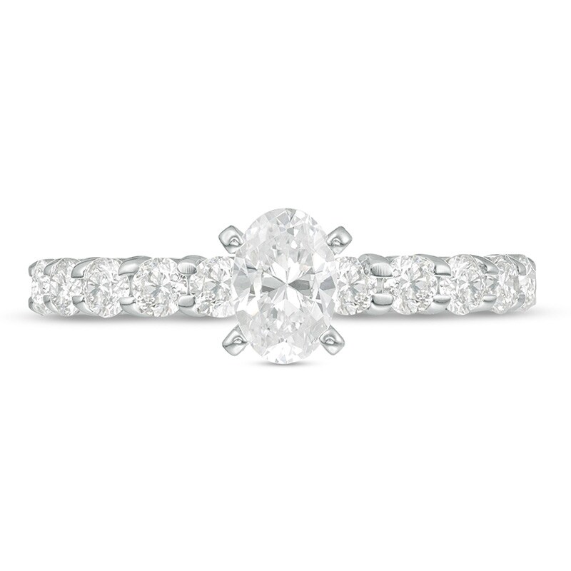 Main Image 4 of Previously Owned - 1 CT. T.W. Oval Diamond Engagement Ring in 14K White Gold