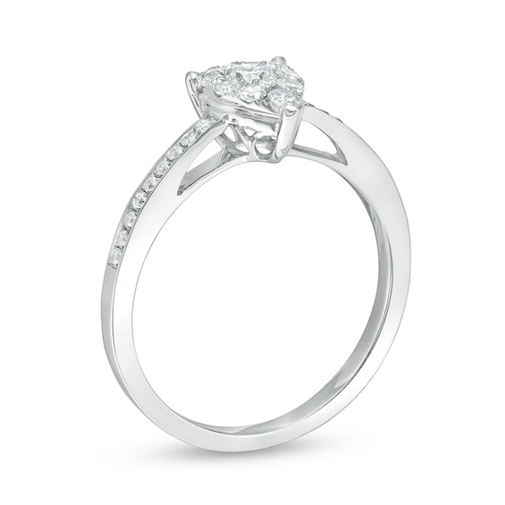 Previously Owned - 3/8 CT. T.w. Diamond Teardrop-Shape Frame Engagement Ring in 14K White Gold