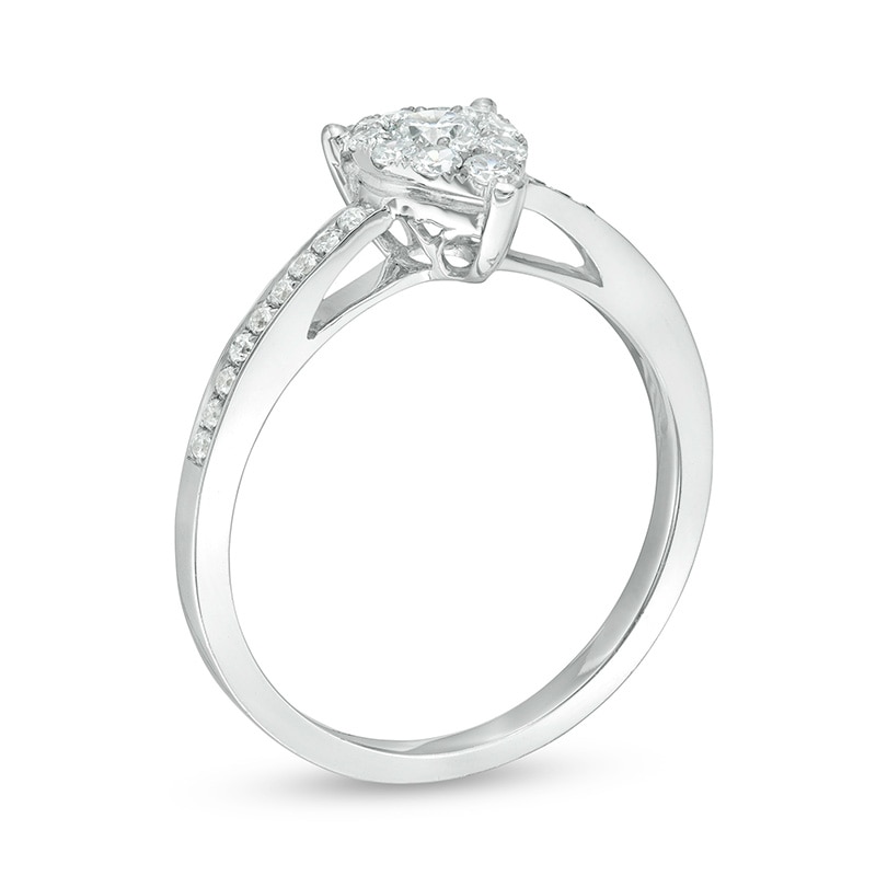 Main Image 2 of Previously Owned - 3/8 CT. T.W. Diamond Teardrop-Shape Frame Engagement Ring in 14K White Gold