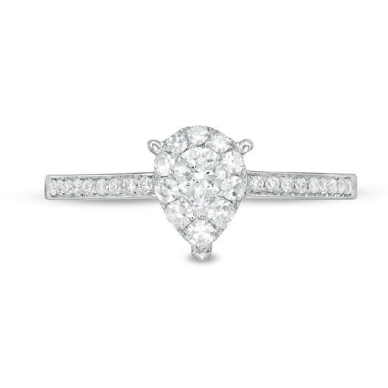 Previously Owned - 3/8 CT. T.w. Diamond Teardrop-Shape Frame Engagement Ring in 14K White Gold