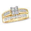 Thumbnail Image 1 of Previously Owned - 1 CT. T.W. Quad Square-Cut Diamond Bridal Set in 14K Gold