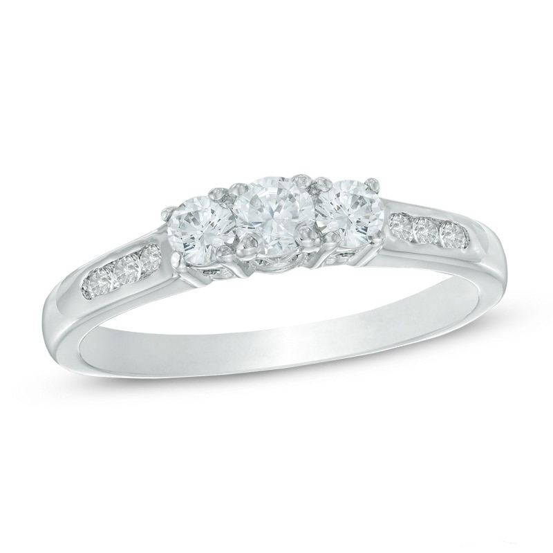 Main Image 1 of Previously Owned - 1 CT. T.W. Diamond Past Present Future® Engagement Ring in 14K Gold