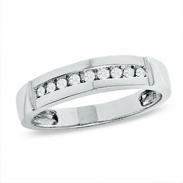 Previously Owned - 1/5 CT. T.W. Diamond Wedding Band in 10K White Gold
