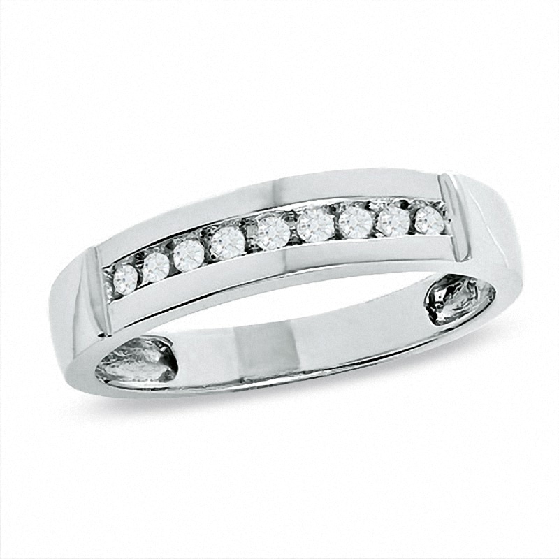 Main Image 1 of Previously Owned - 1/5 CT. T.W. Diamond Wedding Band in 10K White Gold