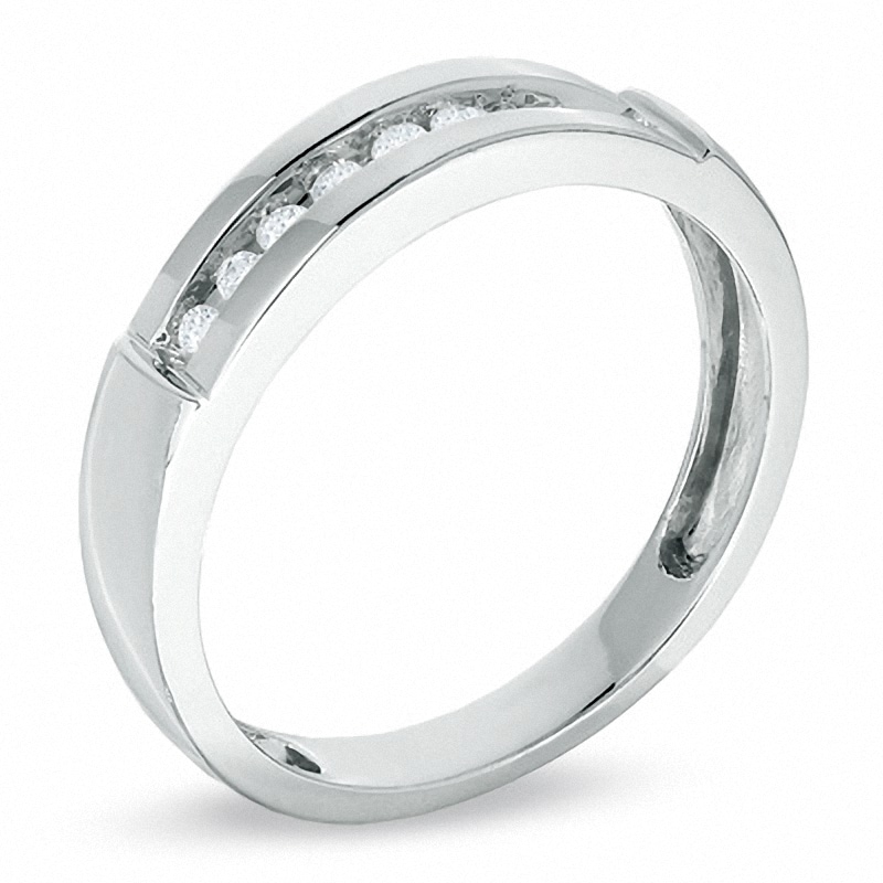 Main Image 2 of Previously Owned - 1/5 CT. T.W. Diamond Wedding Band in 10K White Gold