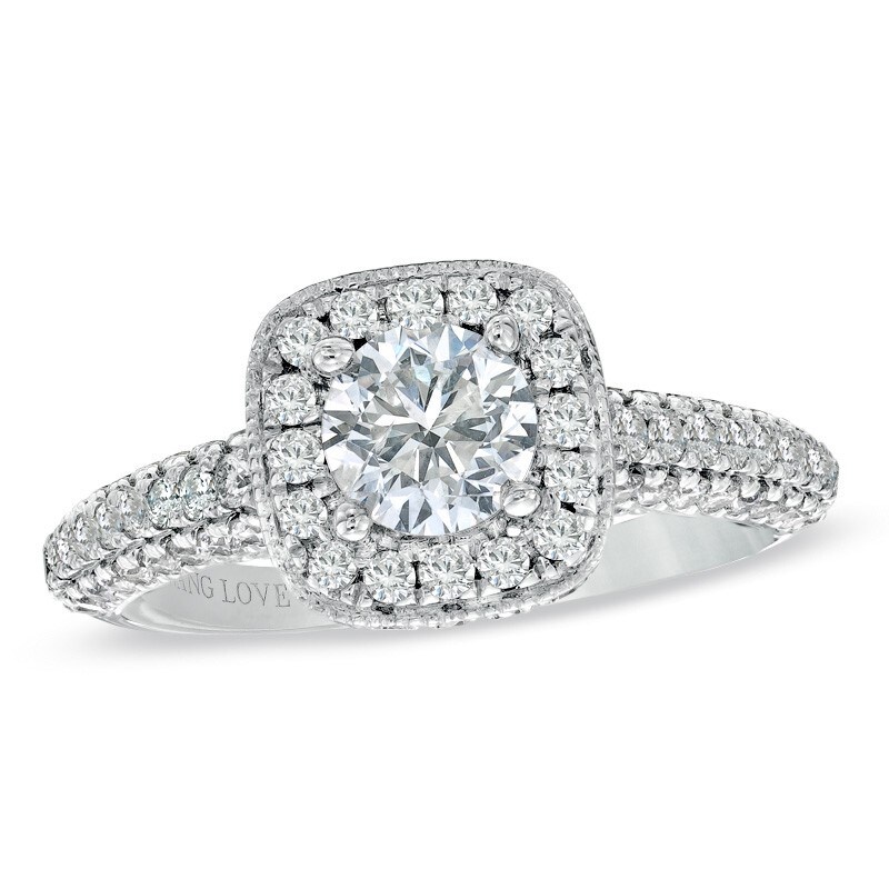 Main Image 1 of Previously Owned - Vera Wang Love Collection 1-3/4 CT. T.W. Diamond Frame Engagement Ring in 14K White Gold