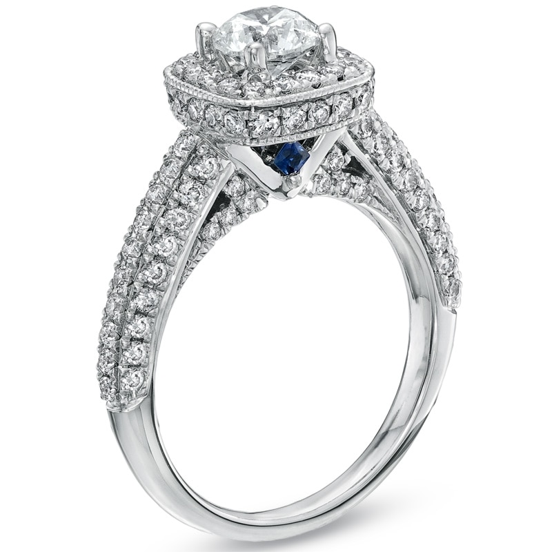 Main Image 3 of Previously Owned - Vera Wang Love Collection 1-3/4 CT. T.W. Diamond Frame Engagement Ring in 14K White Gold