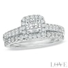 Thumbnail Image 1 of Previously Owned - Vera Wang Love Collection 1-1/2 CT. T.W. Cushion-Cut Diamond Frame Bridal Set in 14K White Gold