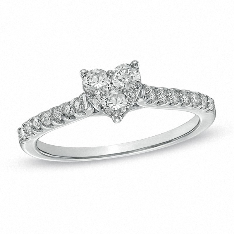 Main Image 1 of Previously Owned - 1/2 CT. T.W. Diamond Heart-Shaped Engagement Ring in 14K White Gold
