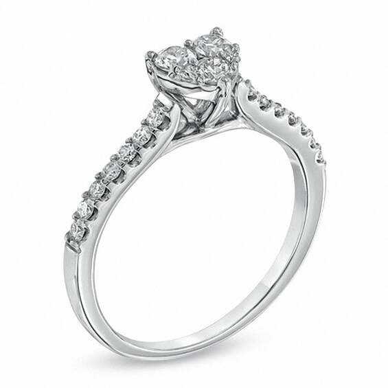 Previously Owned - 1/2 CT. T.w. Diamond Heart-Shaped Engagement Ring in 14K White Gold