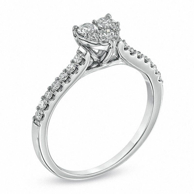 Main Image 2 of Previously Owned - 1/2 CT. T.W. Diamond Heart-Shaped Engagement Ring in 14K White Gold