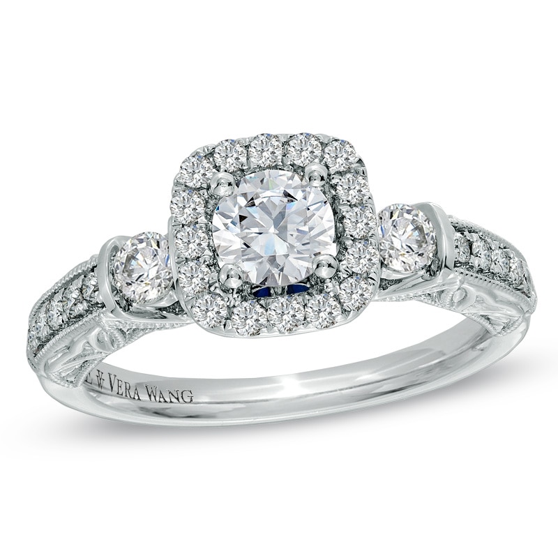 Main Image 1 of Previously Owned - Vera Wang Love Collection 1 CT. T.W. Diamond Frame Engagement Ring in 14K White Gold
