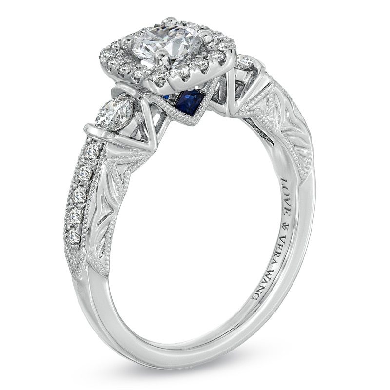 Main Image 2 of Previously Owned - Vera Wang Love Collection 1 CT. T.W. Diamond Frame Engagement Ring in 14K White Gold
