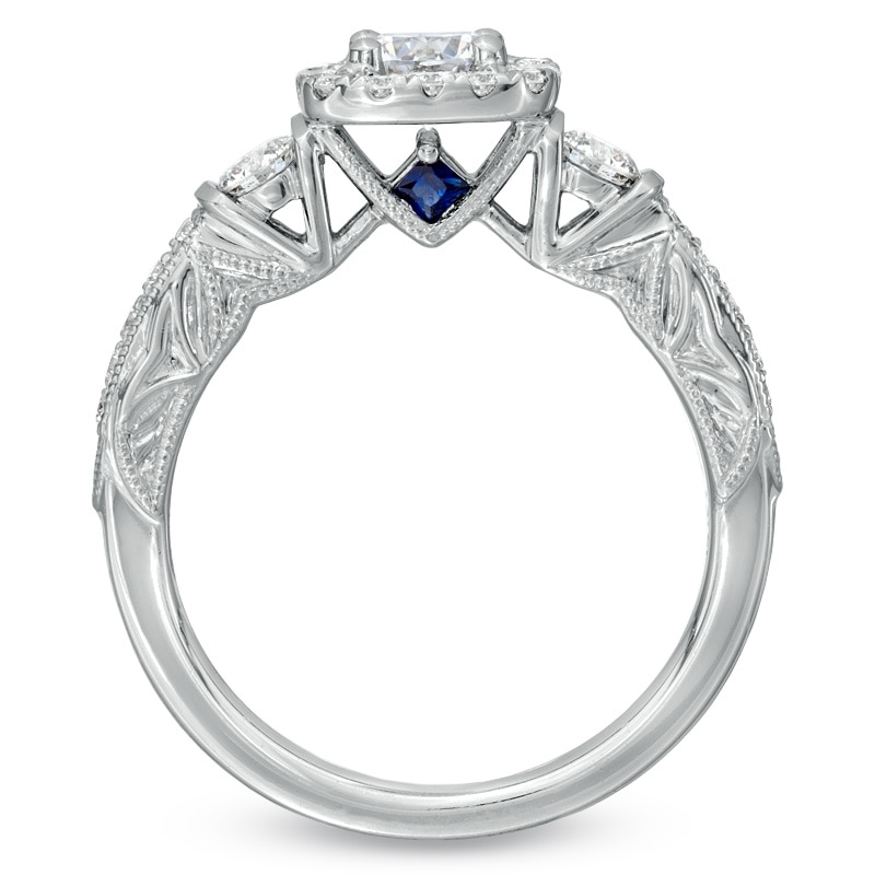 Main Image 3 of Previously Owned - Vera Wang Love Collection 1 CT. T.W. Diamond Frame Engagement Ring in 14K White Gold
