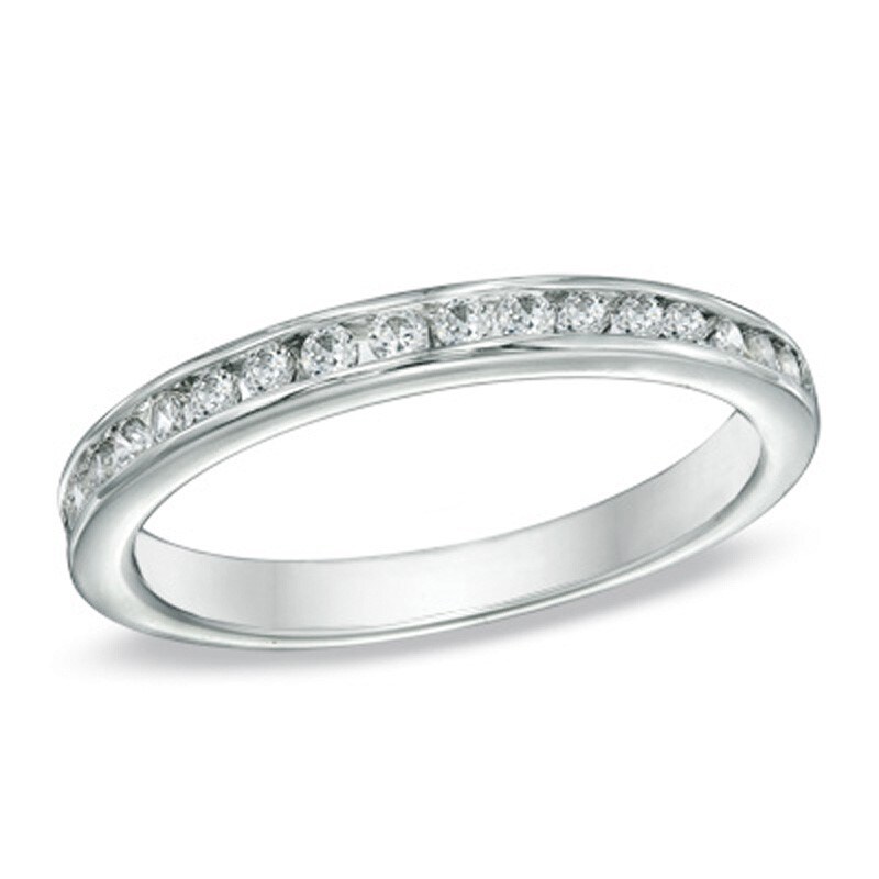 Main Image 1 of Previously Owned - 1/3 CT. T.W. Diamond Wedding Band in 14K White Gold (I/SI2)