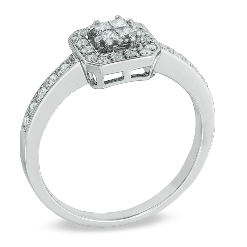 Main Image 2 of Previously Owned - 1/3 CT. T.W. Quad Princess-Cut Diamond Engagement Ring in 14K White Gold