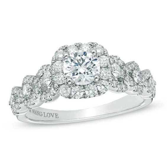 Previously Owned - Vera Wang Love Collection 1-1/5 CT. T.w. Diamond Frame Engagement Ring in 14K White Gold