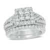 Thumbnail Image 1 of Previously Owned - 1-1/2 CT. T.W. Princess-Cut Quad Diamond Frame Bridal Set in 14K White Gold