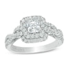 Thumbnail Image 1 of Previously Owned - Vera Wang Love Collection 1 CT. T.W. Princess-Cut Diamond Double Frame Twist Ring in 14K White Gold
