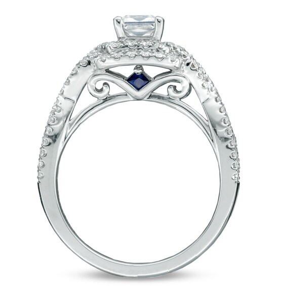 Previously Owned - Vera Wang Love Collection 1 CT. T.w. Princess-Cut Diamond Double Frame Twist Ring in 14K White Gold