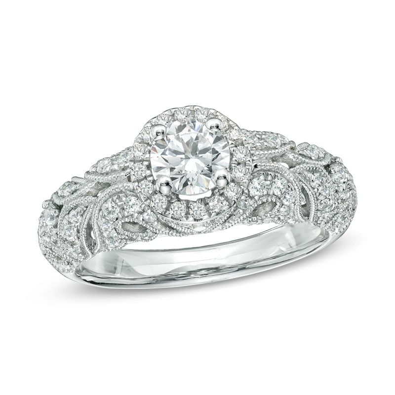 Main Image 1 of Previously Owned - 1 CT. T.W. Diamond Vintage-Style Engagement Ring in 14K White Gold