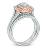 Thumbnail Image 2 of Previously Owned - 1-1/2 CT. T.W. Diamond Double Frame Bridal Set in 14K Two-Tone Gold (I/I2)