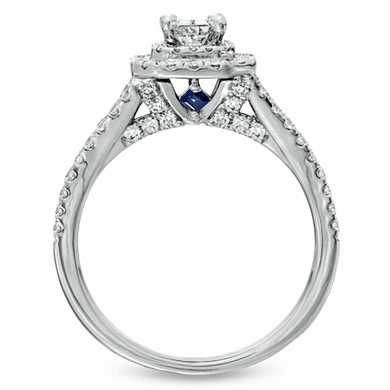 Main Image 3 of Previously Owned - Vera Wang Love Collection 1-1/3 CT. T.W. Diamond Frame Split Shank Engagement Ring in 14K White Gold