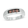 Thumbnail Image 1 of Previously Owned - Men's 1/2 CT. T.W. Enhanced Champagne Diamond Three Stone Wedding Band in 10K White Gold
