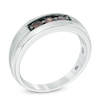 Thumbnail Image 2 of Previously Owned - Men's 1/2 CT. T.W. Enhanced Champagne Diamond Three Stone Wedding Band in 10K White Gold