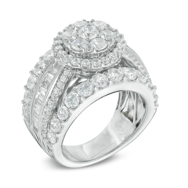 Main Image 2 of Previously Owned - 4 CT. T.W. Composite Diamond Frame Engagement Ring in 14K White Gold