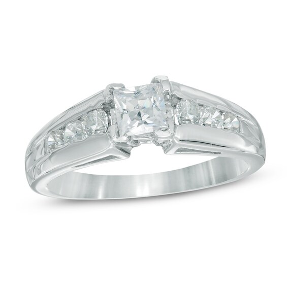 Previously Owned - 1 CT. T.w. Princess-Cut Diamond Engagement Ring in 10K White Gold