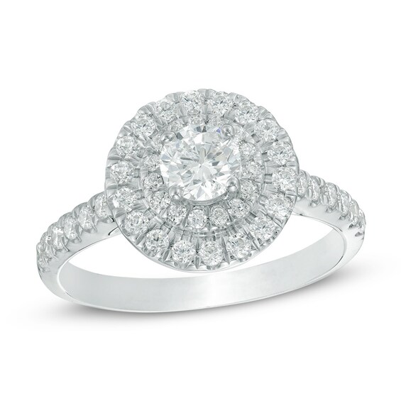 Previously Owned - 1 CT. T.w. Diamond Double Frame Engagement Ring in 14K White Gold