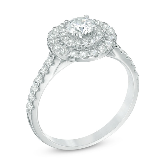 Previously Owned - 1 CT. T.w. Diamond Double Frame Engagement Ring in 14K White Gold