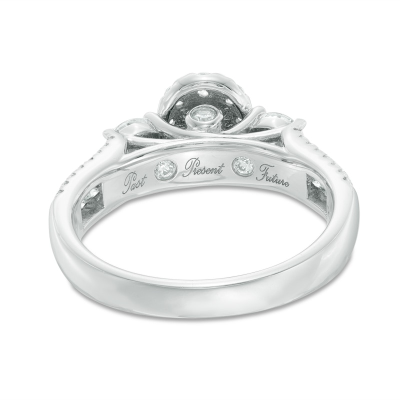 Main Image 3 of Previously Owned - 2 CT. T.W. Diamond Frame Past Present Future® Bridal Set in 14K White Gold
